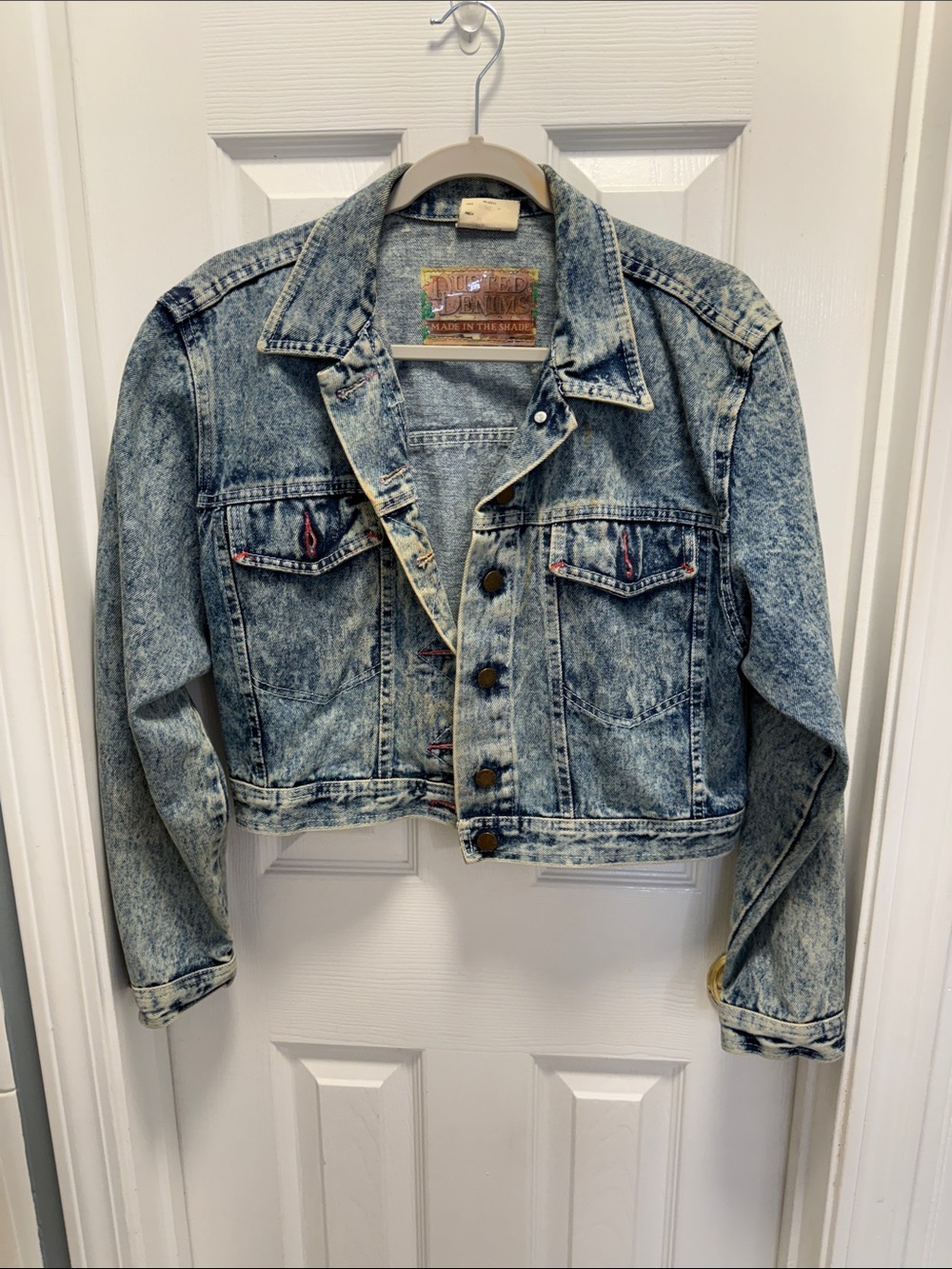 Vintage Acid Washed Blue Cropped Jean Jacket